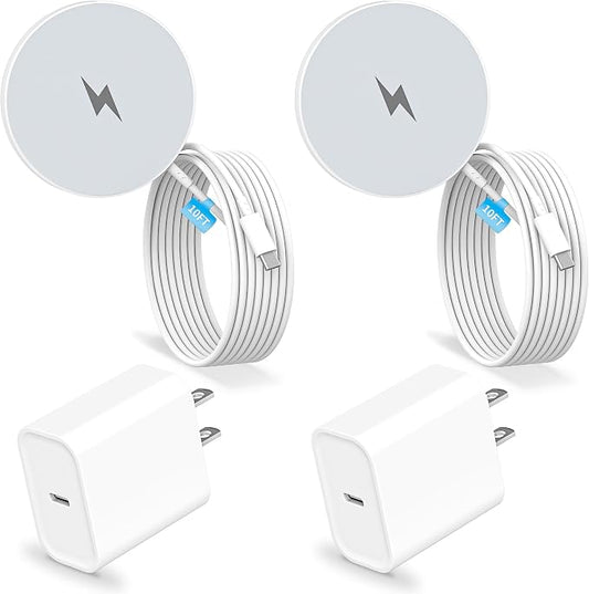 10FT Magnetic Wireless Charger,2Pack Fast Apple Mag-Safe Charger Magnet Charging Pad Mag Safe Charging for iPhone 17Pro Max/16 Pro Max/16Pro/16/iPhone 15Pro Max/15 Plus/14/13/12/AirPods 3/2/Pro/Pro 2