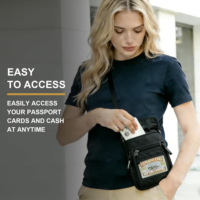 Travel Neck Wallet with RFID Blocking & Passport Holder - Large Capacity Hidden Pouch for Phone, Cash, Cards, ID | Slim Fit, Anti-Theft Organizer for Airports, Sightseeing