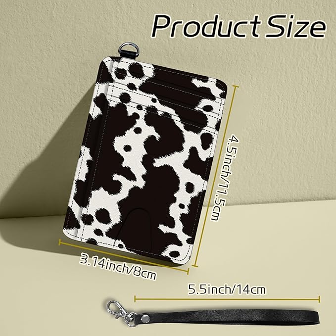 Small Travel Wallets, Cow Skin Slim Minimalist Front Pocket Wallet with Wristlet, RFID Blocking PU Leather Credit Card Holder with ID Window Change Purse for Men Women