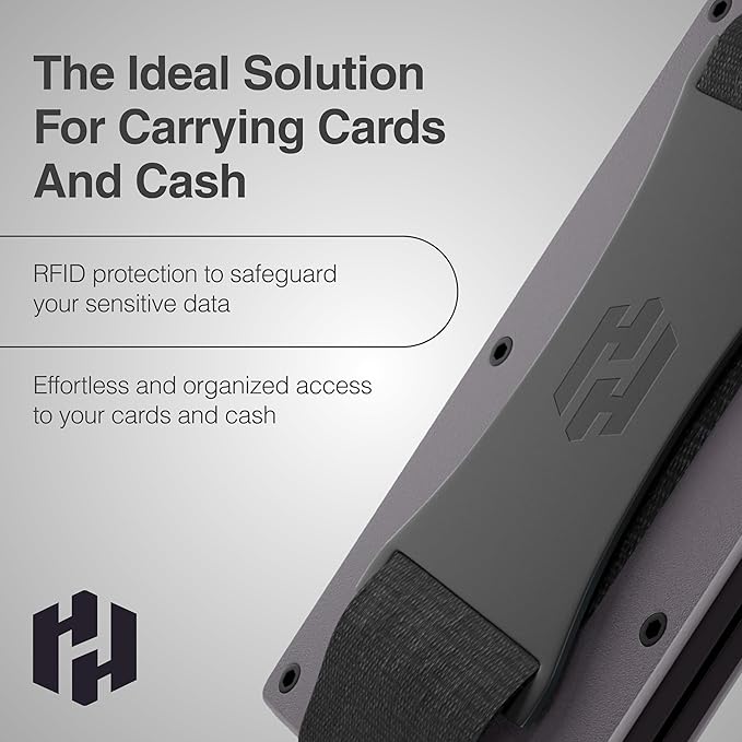 Hayvenhurst Wallet for Men - Slim RFID Blocking Metal Wallet with Cash Strap, Minimalist Front Pocket Credit Card Holder, Small Mens Wallet
