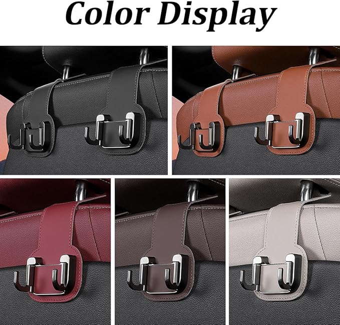 2PCS Car Seat Back Storage Hook, Foldable Metal Vehicle Headrest Dual Hook for Purses Handbags Groceries, Multifunctional Auto Interior Hanger Accessories, Universal Fit (Orange)