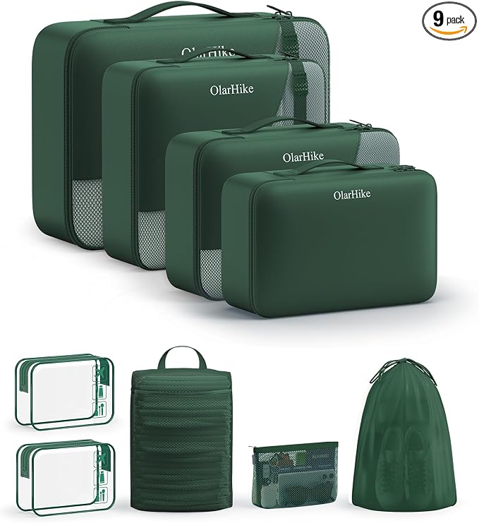 9 Set Packing Cubes for Travel, Gifts for Women Mom,Anti-Tearing Suitcase Organizer,OlarHike Vacation Essentials & Accessories for Cruise Ship