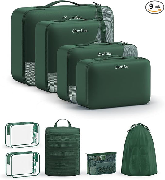 9 Set Packing Cubes for Travel, Gifts for Women Mom,Anti-Tearing Suitcase Organizer,OlarHike Vacation Essentials & Accessories for Cruise Ship