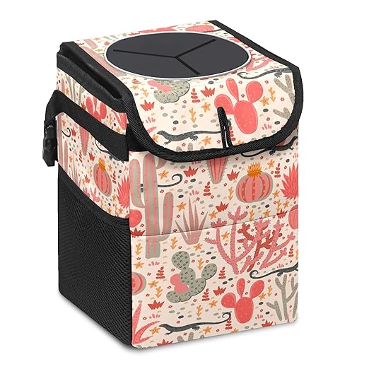 Car Trash Can – Lightweight and Portable with Durable Water-Resistant Coating, No Installation Required, Practical and Ample Capacity,Car Accessories Interior Car Organizer. Cactus
