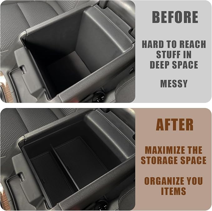 Muslogy Center Console Organizer Compatible with GMC Acadia 2017-2022 2023 Accessories Acadia SL SLE SLT Denali AT4 Middle Console Storage Box Armrest Insert Tray ABS Material