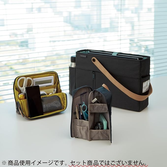 KOKUYO Pencil Case Pouch, Haco-Biz Standing Pen Pouch Bag, Foldable Stand up Pencil Holder Organizer, Large Capacity Portable Pencil Box for Office Supplies