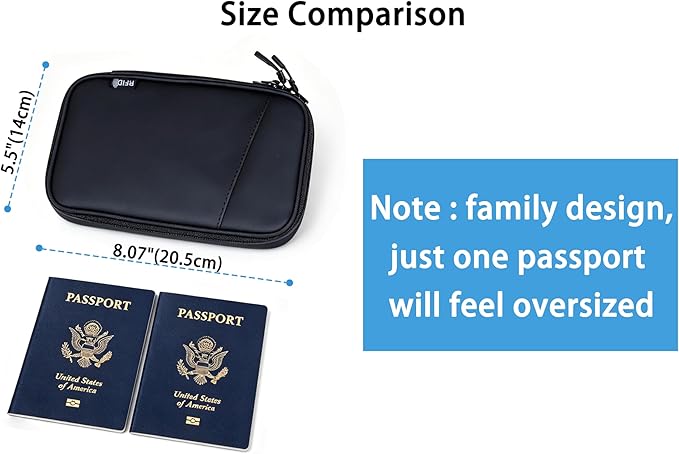 family passport holder for 4 black passport wallet for travel passport cover rfid blocking for women waterproof wallet with zipper airtag passport case for men multiple passport bag