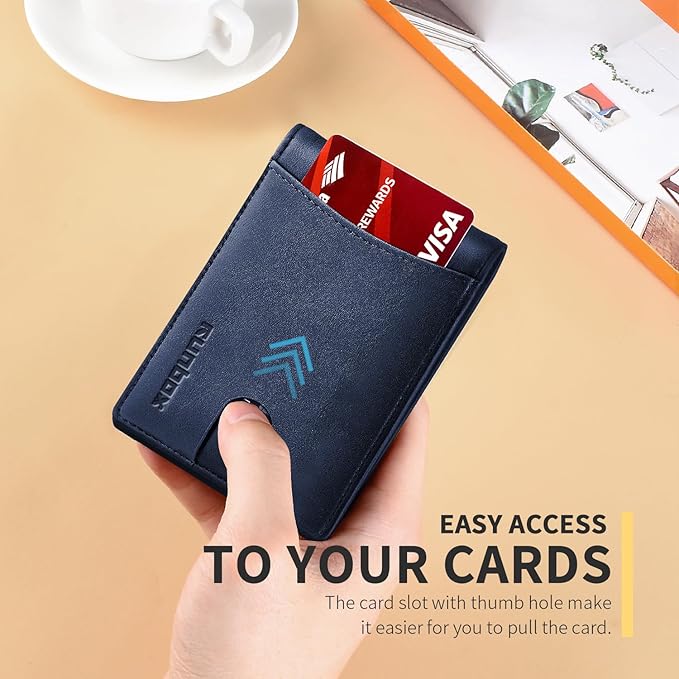 RUNBOX Slim Money Clip Wallets for Men RFID Blocking 11 Card Holder Minimalist Small Thin Carbon Leather Bifold Mens Front Pocket Wallet Gift Box
