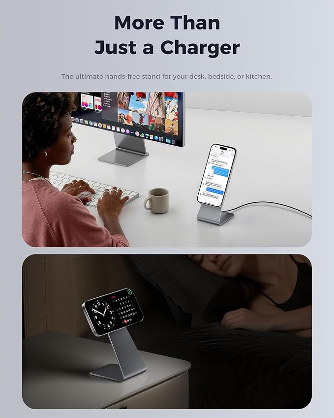 GOWATT Magnetic Charger Stand 25W Fast Charging Wireless Charger Compatible with Apple MagSafe Charger Compatible for Qi2.2 iPhone 17 16 15 14 13 12 Series 1 Pack