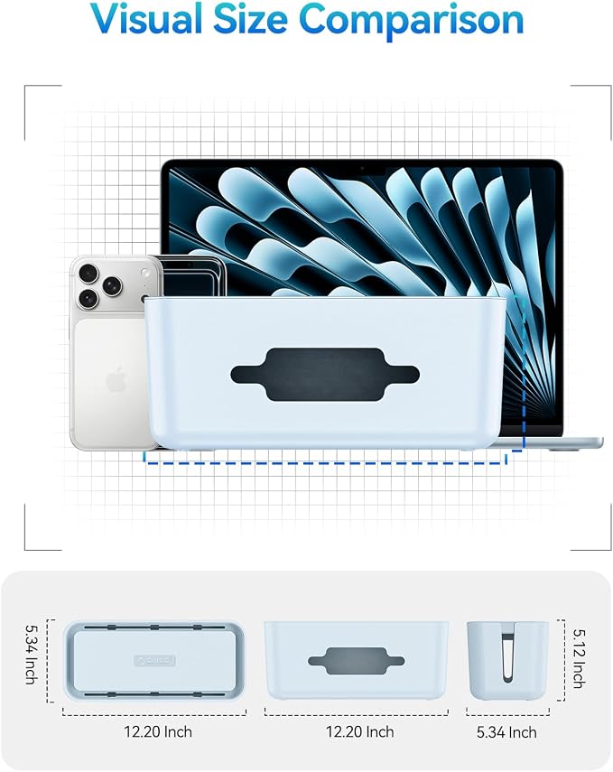 ORICO Cable Management Box, Cord Hider Box to Conceal Power Strips on Desk or Floor, Keeping Cords Tidy and Protected from Damage, Stylish Cable Organizers for Home, Office, School - PB01