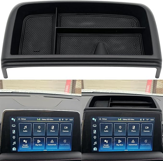 JOJOMARK Dash Storage Tray Insert behind Screen Organizer Storage Accessories fit for 2021 2022 2023 2024 GMC Yukon Chevy Tahoe Suburban Fit for Power Sliding Console