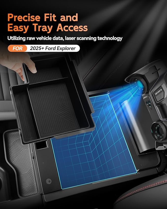 CDEFG Double-Layer for 2025 2026 Ford Explorer Center Console Organizer Tray - Armrest Storage Middle Insert - 2025 2026 Explorer (Active, ST-Line, Platinum and ST) Interior Accessories