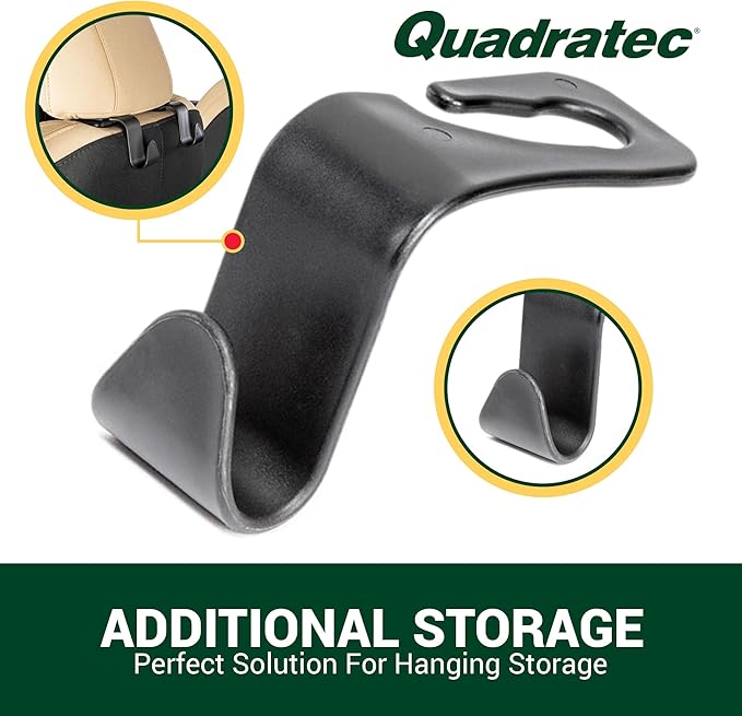 TACTIK Headrest Hooks - Fits Jeep Wrangler CJ, YJ, TJ, JK, JL & Gladiator JT - Sold as a Set of 4 - Hang Groceries, Purses, Backpacks, Coats, Hats, Clothes, Umbrellas - Quick & Easy Installation