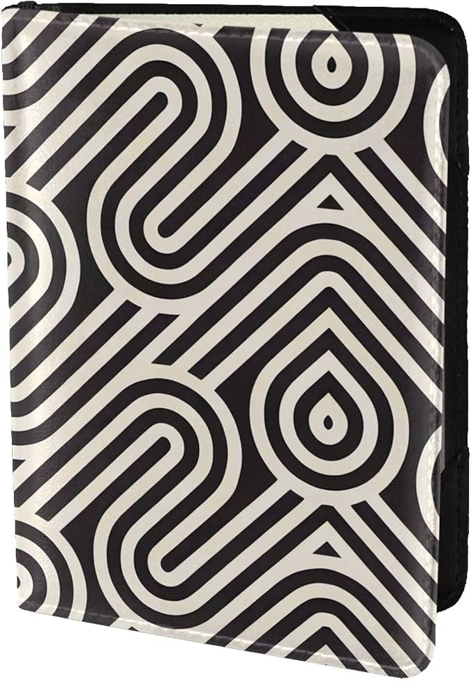 Black Curved Texture Passport Holder, Ultra-Thin, Lightweight Travel Wallet, Unisex.