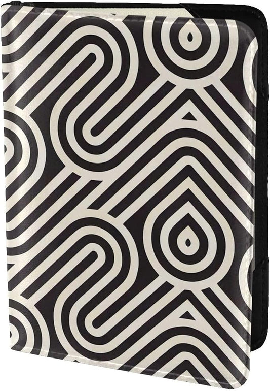Black Curved Texture Passport Holder, Ultra-Thin, Lightweight Travel Wallet, Unisex.