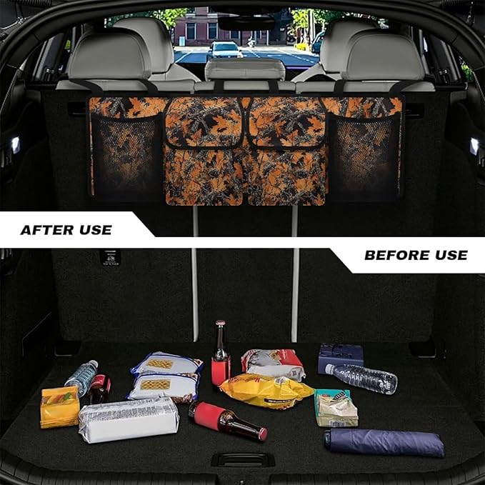 Brown Branch Design Car Trunk Organizer,Spiderwebs Backseat Hanging Organizer with 4 Large Storage Bag Super Capacity,Waterproof Trunk Storage Bag for SUV Not Easy to Fade