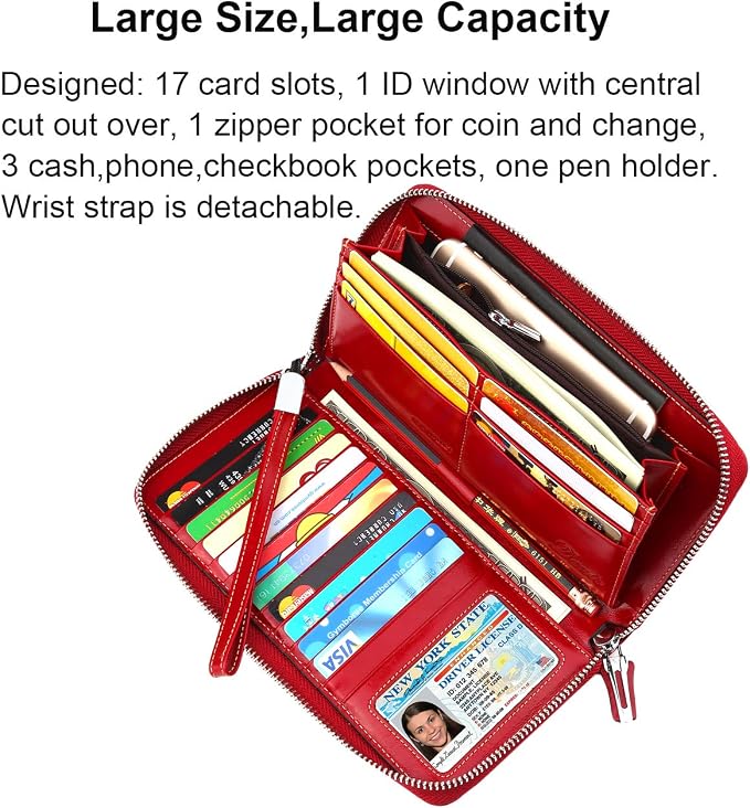 Lavemi Small Compact Women Wallet RFID Blocking Genuine Leather Bifold Purse with ID Windows
