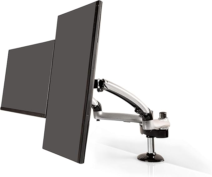Ergotech Dual Freedom Arm, Includes Two Aluminum Articulating Arms, 8.4-17.8 lbs. Weight Capacity per Arm, Suitable for Monitors up to 27 inches, VESA Compatible 75×75, 100×100, Silver
