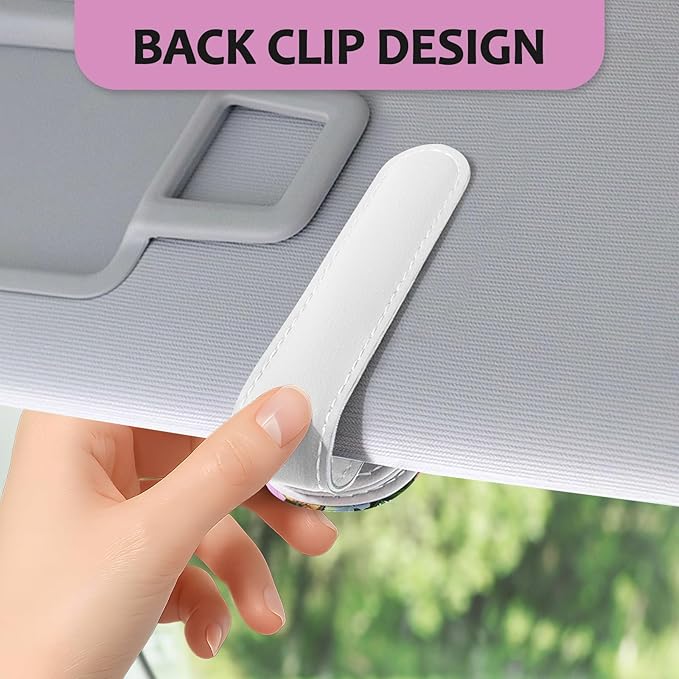 2 Pack Magnetic Leather Sunglass Holder, Universal Magnetic Car Eyeglass Hanger Clip for Different Size Eyeglasses, Car Visor Accessories (Butterfly Cat)