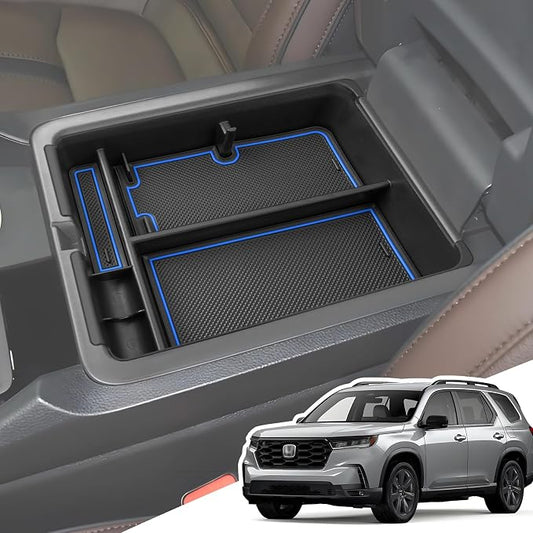 Armrest Organizer for 2025 2024 2023 Honda Pilot/2024 2025 Ridgeline/2024 2025 2026 Passport, Center Console Organizer, Center Console Tray Custom for Honda Pilot Accessories, Blue