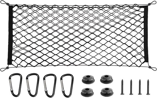 BAILALIBO Cargo Net Stretchable, Adjustable Trunk Net for SUV, Pickup and Trucks, Small Automotive Elastic Storage With Hook, Car Organizer (53x18 Inch)