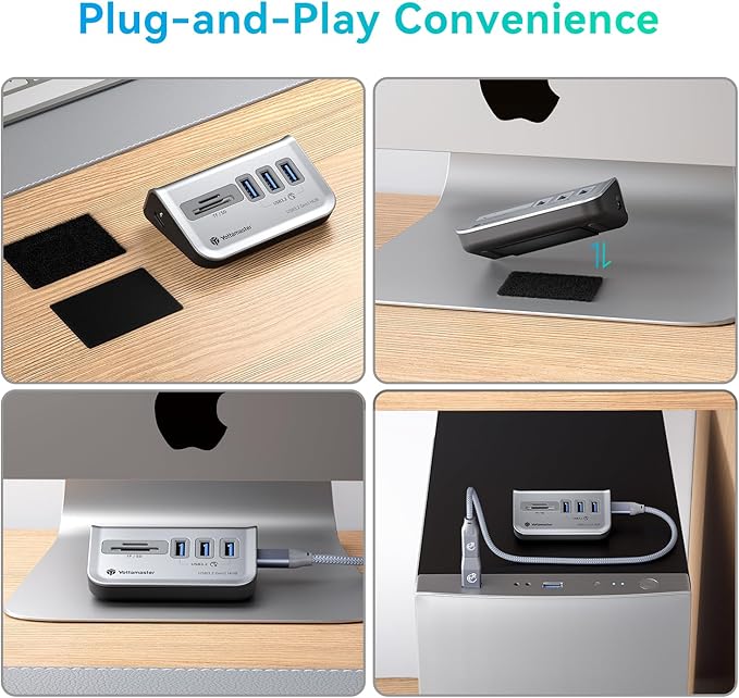 Yottamaster USB Hub with SD Card Reader, Triangle Desktop USB3.0 Hub with 3 USB A 3.0 Ports, TF & SD Card Reader with 1.64ft Cable for PC, Laptop (Not Support Charging)