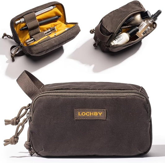 LOCHBY® Venture Pouch | Multipurpose Tactical Tool Bag | Water Resistant Waxed Canvas | Dual-Sided Zipper Pouch | for Motorcycle, Bike, EDC, Pen, Pencil, Art, Tech & Travel