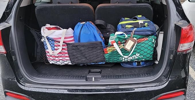Trunk Organizer Cargo Net for KIA Sorento 2014-2026 – Envelope Style Cargo Net for SUV – Premium Mesh Elastic Car Trunk Organizer Vehicle Carrier Storage – Compatible with Sorento