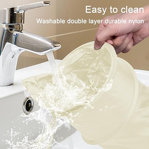 Car Trash Can, 2 Packs Mini Collapsible Car Trash Bin for Front Back Seat, Pop up Car Garbage Can, Portable Car Trash Bag Hanging for Vehicle SUV Rv Truck Accessories Interior, Beige