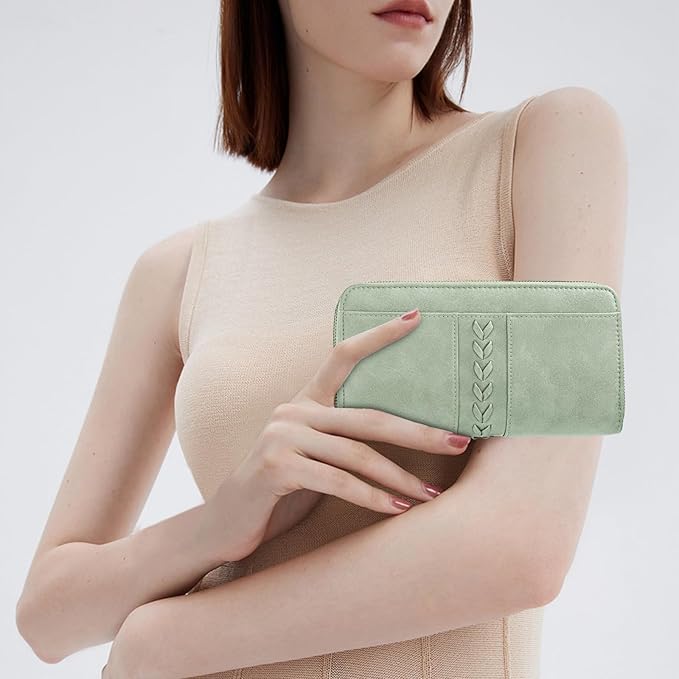 FALAN MULE Wallet for Women RFID Blocking Leather Large Capacity Zip Around Ladies Card Holdr Phone Purse Wristlet