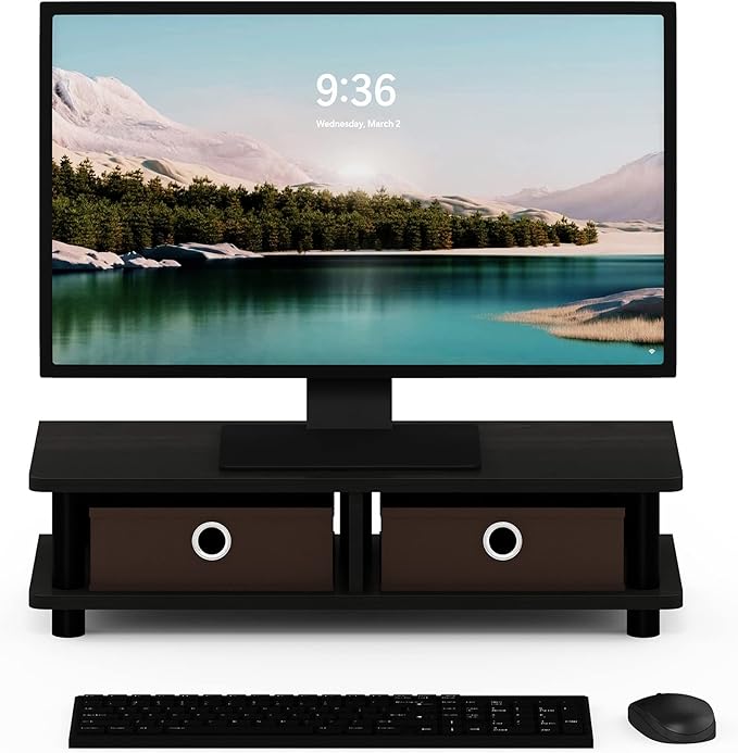 Furinno Turn-N-Tube Monitor Stand, Espresso/Black
