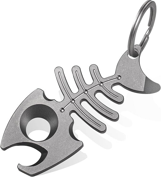 TISUR Titanium Keychain Bottle Opener with Stainless Steel Key Ring, EDC key chain multitool Pry Bar, Gifts for Men