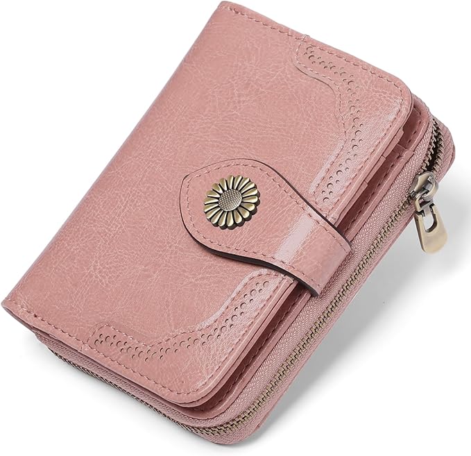 SENDEFN Small Womens Wallet Leather RFID Blocking with Multiple Card Slots and Zipper Coin Pocket