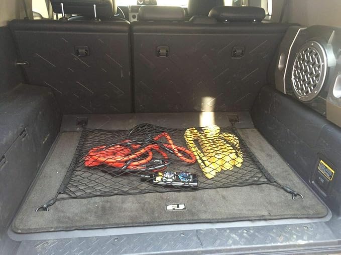 Car Trunk Floor Style Cargo Net - Made and Fit 100% Specific Vehicle for TOYOTA FJ CRUISER 2007-2014 - Elastic Mesh Storage Organizer - Premium Accessories -Trunk Luggage Netting for Toyota FJ Cruiser