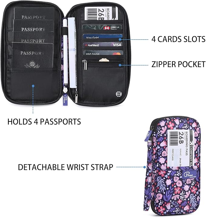 Family Passport Holder Organizer, RFID Blocking Travel Document Case, Lightweight Large Passport Cover Case Waterproof Bag Document Organizer for Women & Men
