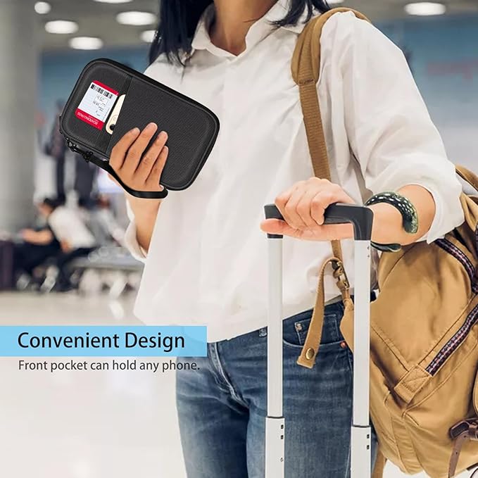 FINTIE Family Passport Holder for Travel, 6 People Big Capacity RFID Blocking Travel Document Organizer Clutch Bag with Pen Holder Keychain Credit Cards Case Cover for Women Men, Black