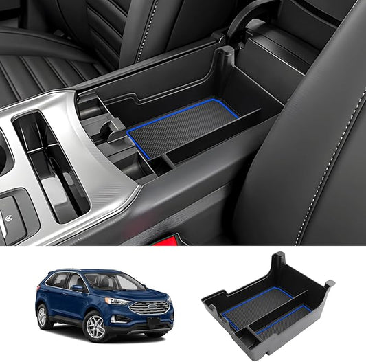 LUWU 2023-2024 Ford Edge Center Console Organizer - Armrest Storage Box with Insert Tray - Blue