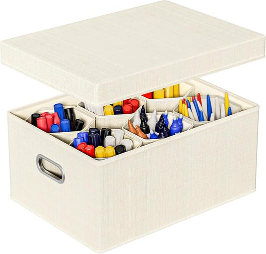 Aokeyee Marker Organizer Storage Box With Lids, Craft Organizers and Storage, Multipurpose Stackable Storage Containers For Organizing Tool, Art Supply, Crayon