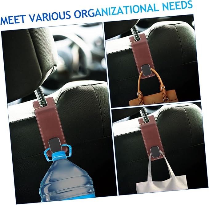 SOLUSTRE 2pcs Heavy-duty Metal Car Hooks for Headrest Purse Hanger Car Interior Accessories Easy Setup Stylish Organizer