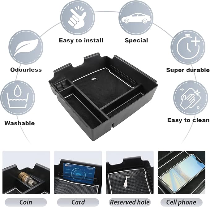 SKTU Compatible with 2022-2025 2026 Kia Carnival Center Console Organizer 2024 2025 2026 Carnival Accessories Console Tray 2024 2025 2026 Carnival Console Organizer with Coin and USB Hole (White)