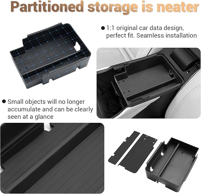 YEE PIN 2025 Wagoneer S Center Console Organizer for 2025 Jeep WagoneerS Center Console Tray Middle Console Storage Insert Tray Arm Rest Organizer for Jeep Wagoneer S Accessories