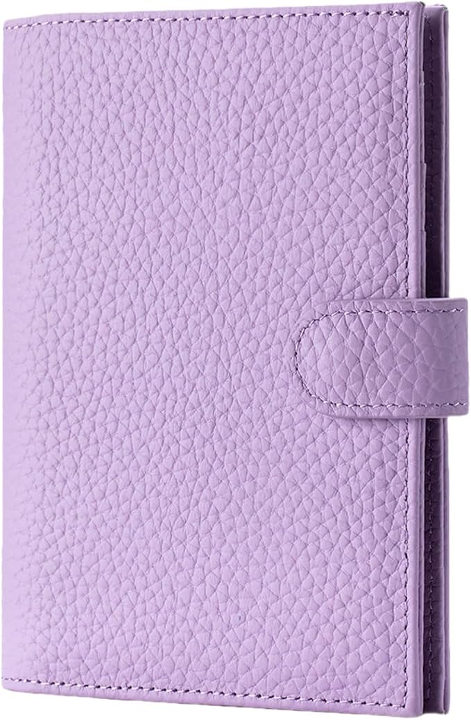 Genuine Leather RFID Passport Holder, Ultra-Thin Passport Book Holder with Cash Compartment and Zipped Coin Pocket, Passport Holder Suitable for International Travel(Purple)