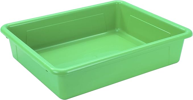 Storex Letter Size Flat Storage Tray – Organizer Bin with Non-Snap Lid for Classroom, Office and Home, Green, 5-Pack (62539A05C)