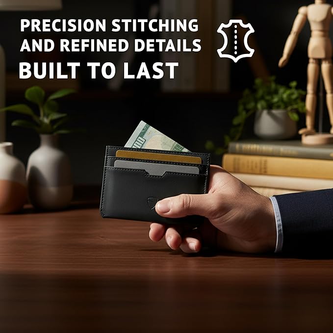 Vaultskin MOORGATE Slim Card Holder – Minimalist Leather Wallet with RFID Blocking, Front Pocket Credit Card Case for Men & Women