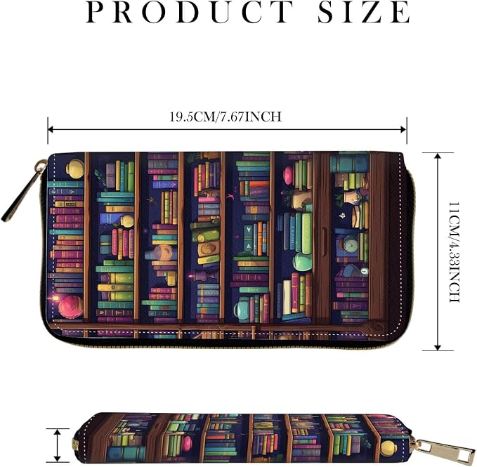 RFID-Blocking Zip Around Wallets for Women with Detachable Wrist Strap,Large Capacity Phone Holder with Card Organizer & Coin Pocket,Book Shelf
