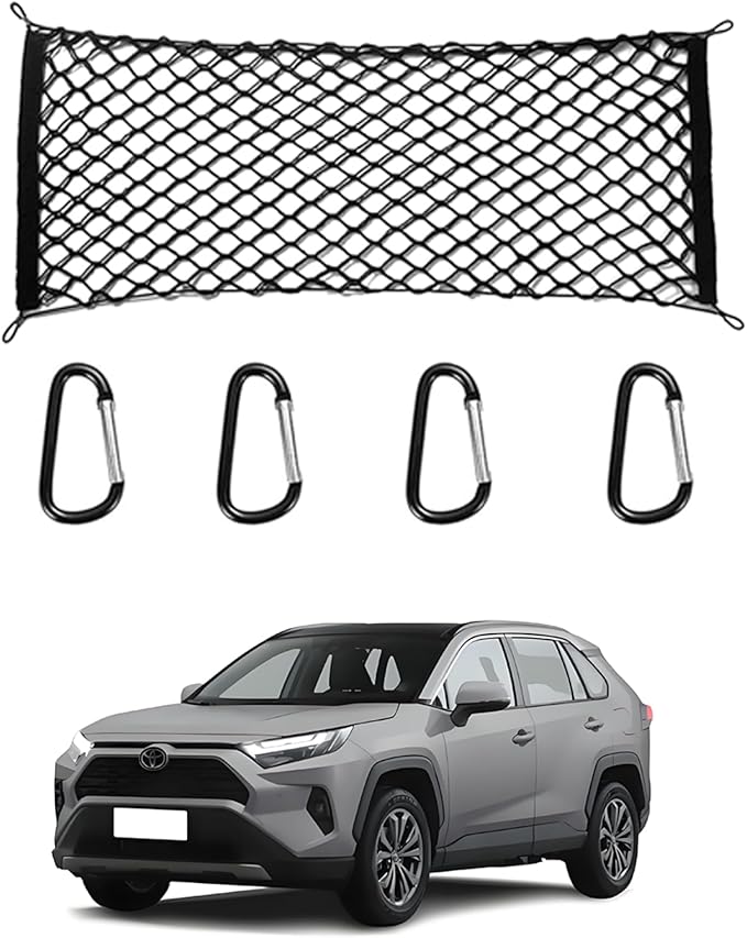 for Toyota RAV4 Envelope Style Truck Bed Cargo Net - Fits 2013-2024 2025 2026 RAV4 Accessories Cargo Net for Pickup Truck Bed - Heavy Duty Carabiners