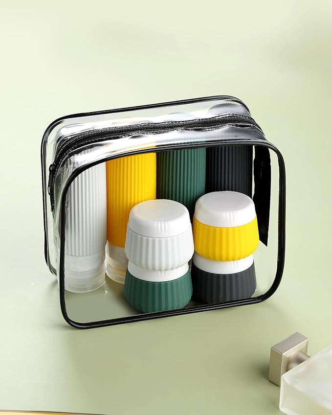 Mrsdry Travel Bottles for Toiletries 8 Pack, TSA Approved 3 oz Travel Containers with Clear Bag, Leak Proof Silicone Squeezable Essentials Jars