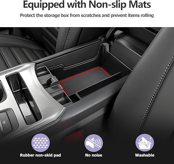 LUWU 2024 Ford Edge Center Console Organizer Tray - SE/SEL/ST-Line/Titanium/ST Console Organizer Armrest Storage Box Armrest Tray Accessories (Red)
