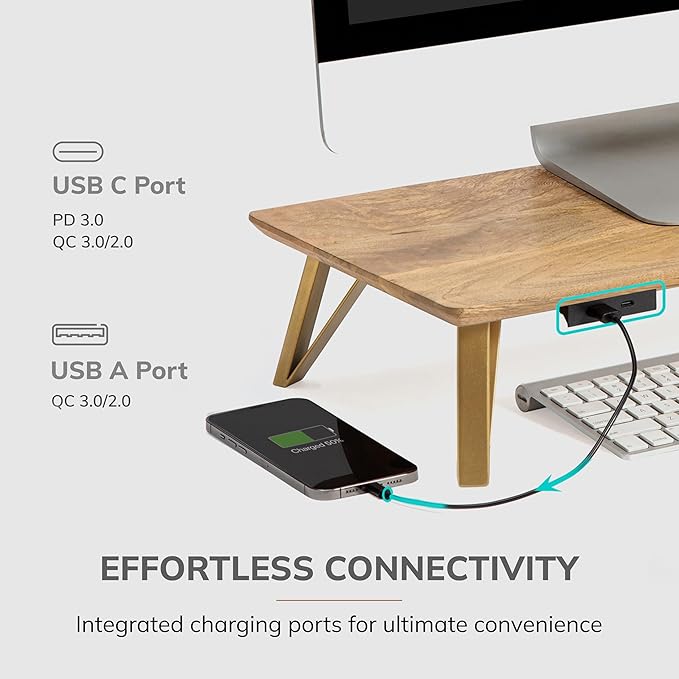 Anji Mountain Monitor Stand - Desktop Organizer & Laptop Riser, Ergonomic Monitor Riser, Space-Saving Monitor Stand for Desk, Durable Construction, Easy Assembly, Ideal for Home & Office,Natural