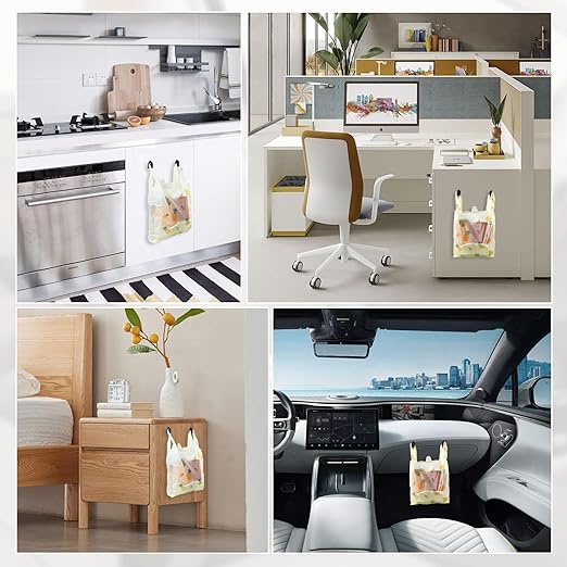 Car Trash Bag Hanging Disposable Car Garbage Bag Pack of 200 Small Auto Trash Bag for Car with 4 Hook for Car Kitchens Bedrooms Offices During Travel and Camping (Yellow)